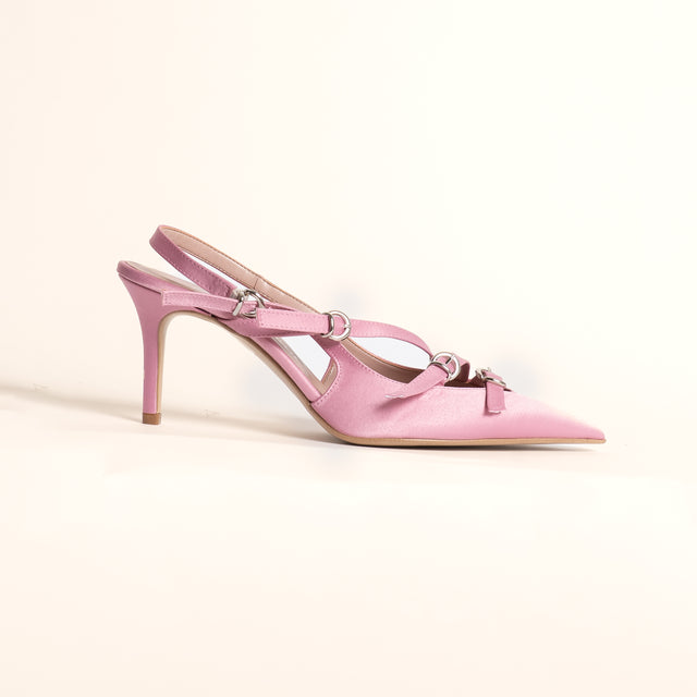 Divine Follie-Slingback raso tre fibbie - rosa