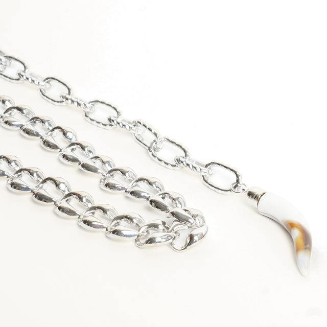 W by Whitemood-Collana martellata doppia catena co - silver