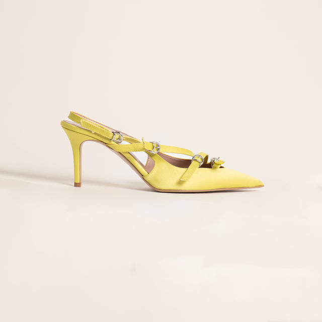 Divine Follie-Slingback raso tre fibbie - giallo