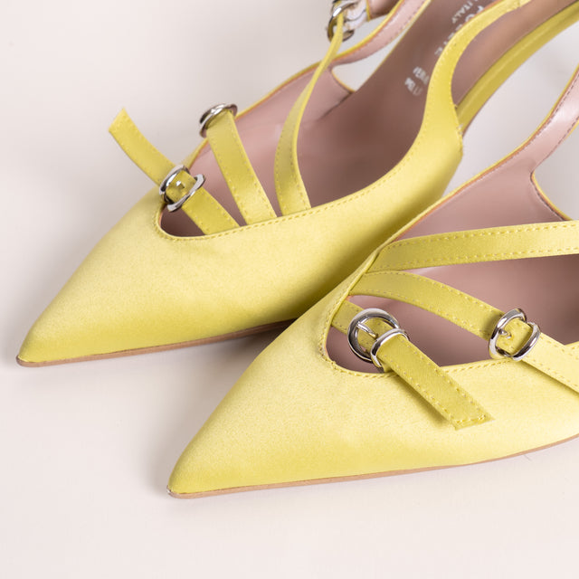 Divine Follie-Slingback raso tre fibbie - giallo