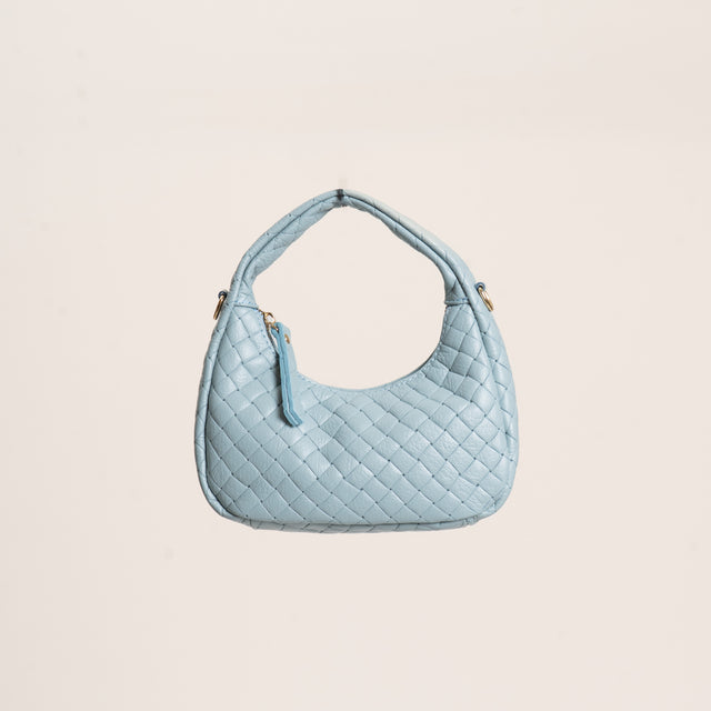 W by Whitemood- Borsa mini croissant intrecciata - cielo