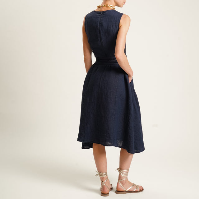 Zeroassoluto-Abito ANIA chemisier 100% lino - blu