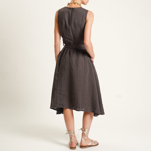 Zeroassoluto-Abito ANIA chemisier 100% lino - moro