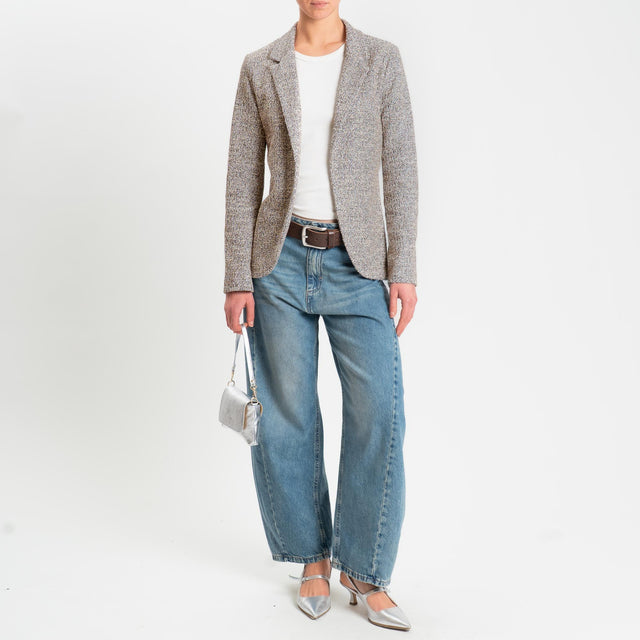 Zeroassoluto-Giacca GRACE bouclè con micro paillettes - nero/biscotto