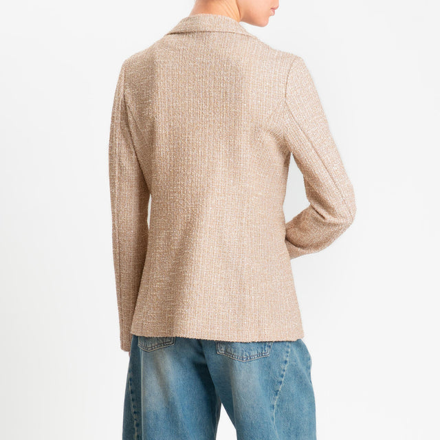 Zeroassoluto-Giacca GRACE bouclè con micro paillettes - biscotto/burro