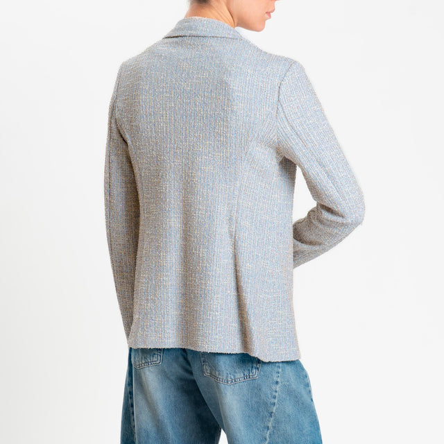 Zeroassoluto-Giacca GRACE bouclè con micro paillettes - celeste/biscotto