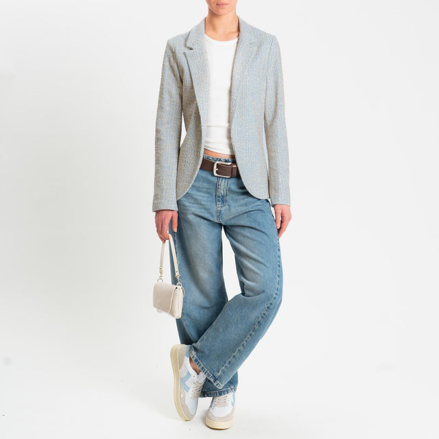 Zeroassoluto-Giacca GRACE bouclè con micro paillettes - celeste/biscotto