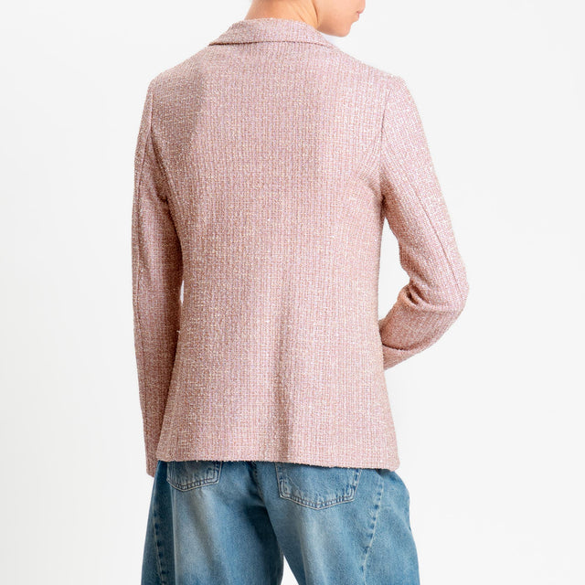 Zeroassoluto-Giacca GRACE bouclè con micro paillettes - rosa/burro