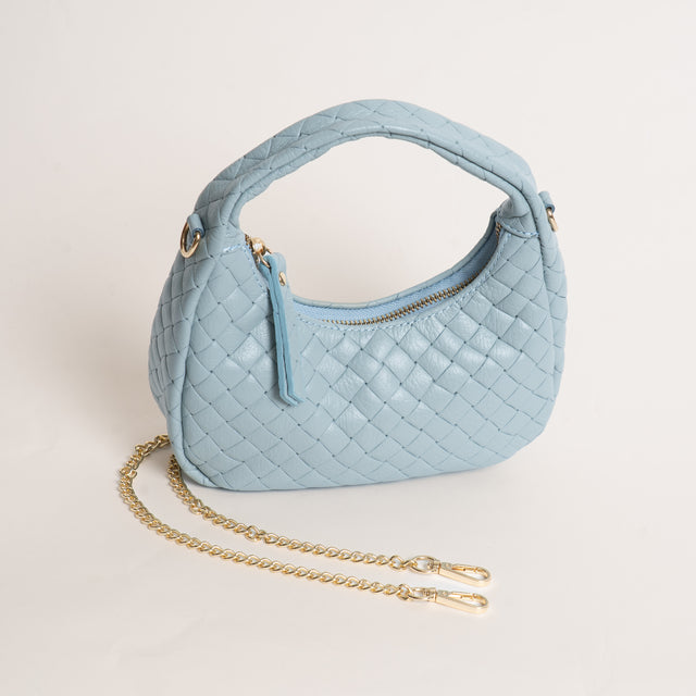 W by Whitemood- Borsa mini croissant intrecciata - cielo