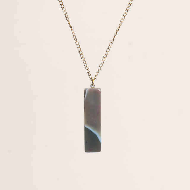 W by Whitemood-Collana pietra LABRADORITE gold - rettangolare verde