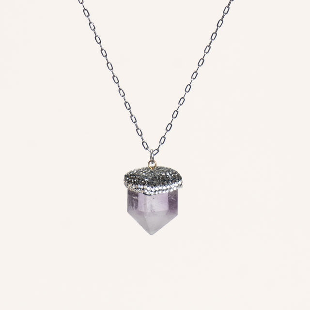 W by Whitemood-Collana pietra AMETISTA con zirconi - viola