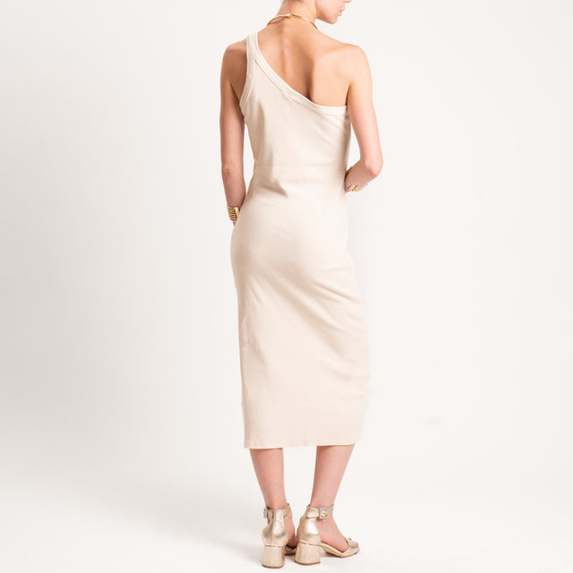 Tensione in-Abito a costine monospalla - burro