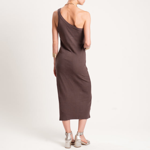 Tensione in-Abito a costine monospalla - moro