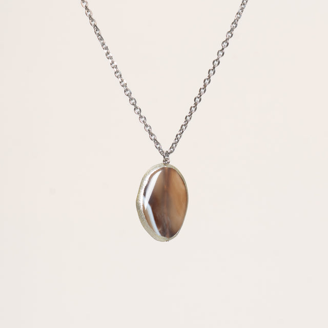 W by Whitemood-Collana Pietra AGATA Intagliata - caramel