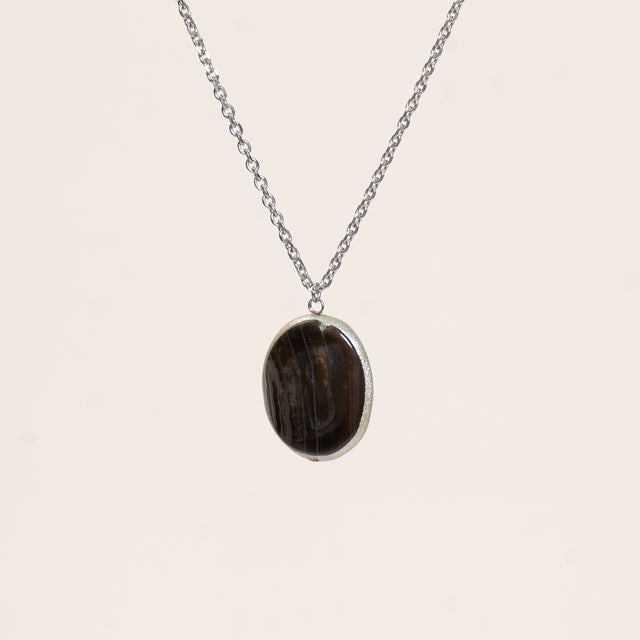 W by Whitemood-Collana pietra BLACK OBSIDIAN - oval black