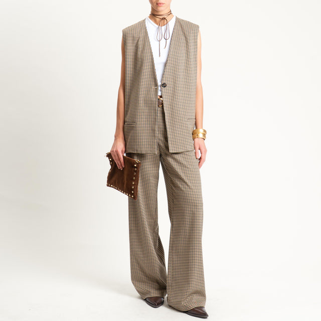 Tensione in-Gilet check un bottone - beige/moro/nero