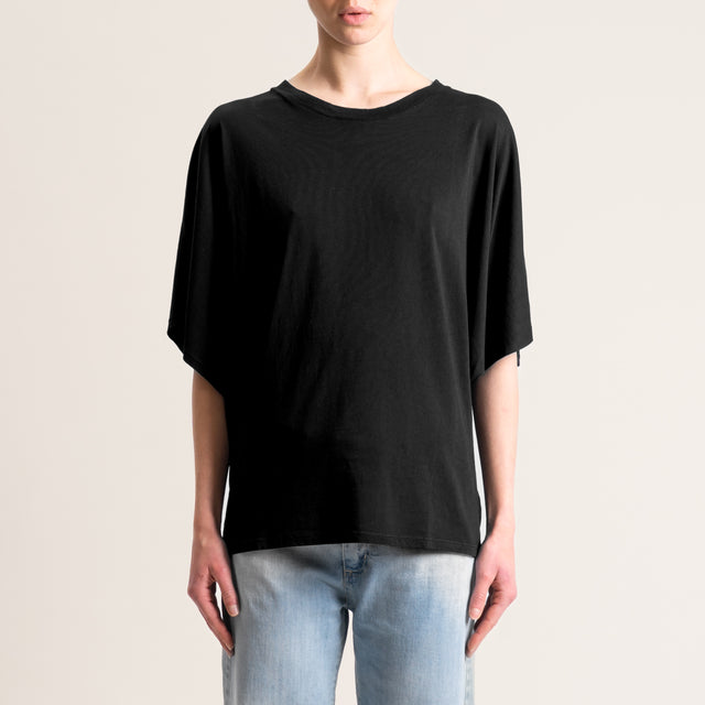 Kontatto-T-shirt scatola manica ampia - nero