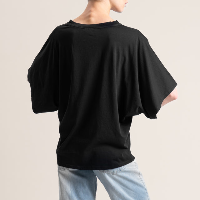 Kontatto-T-shirt scatola manica ampia - nero