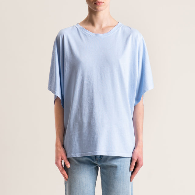 Kontatto-T-shirt scatola manica ampia - azzurro