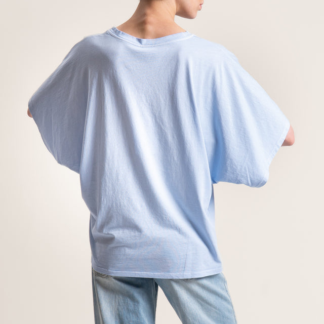 Kontatto-T-shirt scatola manica ampia - azzurro