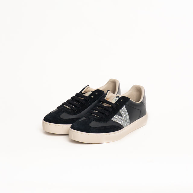 Victoria-Sneakers effetto pelle e camoscio - nero