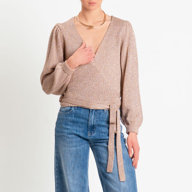 Vicolo-Scaldacuore incrociato filo lurex - cipria