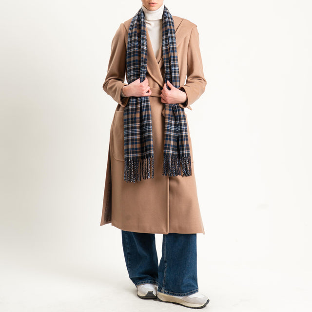 Vicolo-Sciarpa quadri - blu/cuoio/latte