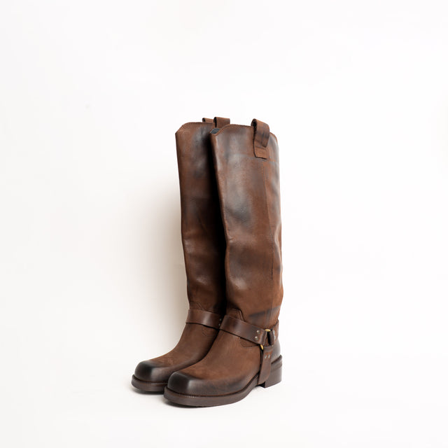 Divine Follie-Biker in nabuk con cinturino - moro