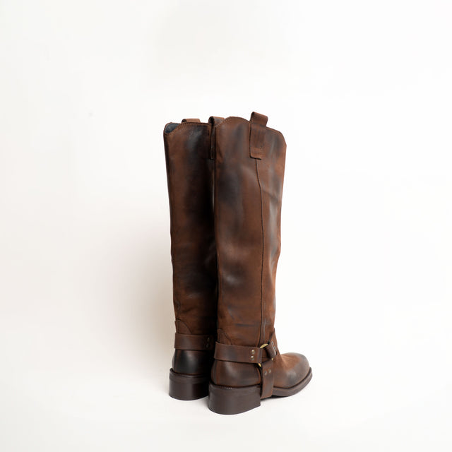 Divine Follie-Biker in nabuk con cinturino - moro