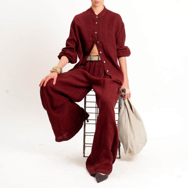 Zeroassoluto-Pantalone wide leg 100% lino premium washed - india