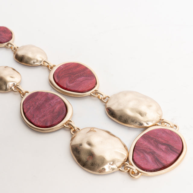 W by Whitemood-Collana con pietre e medaglie martellate - rubino