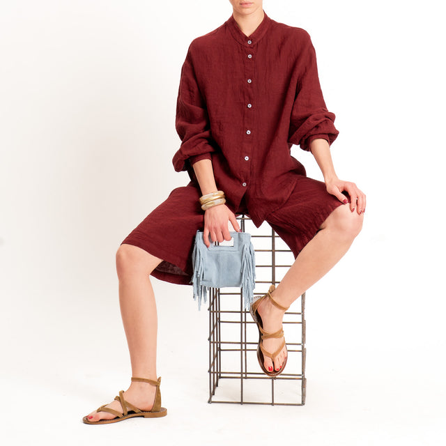 Zeroassoluto-Bermuda elastico in vita 100% lino premium washed - india