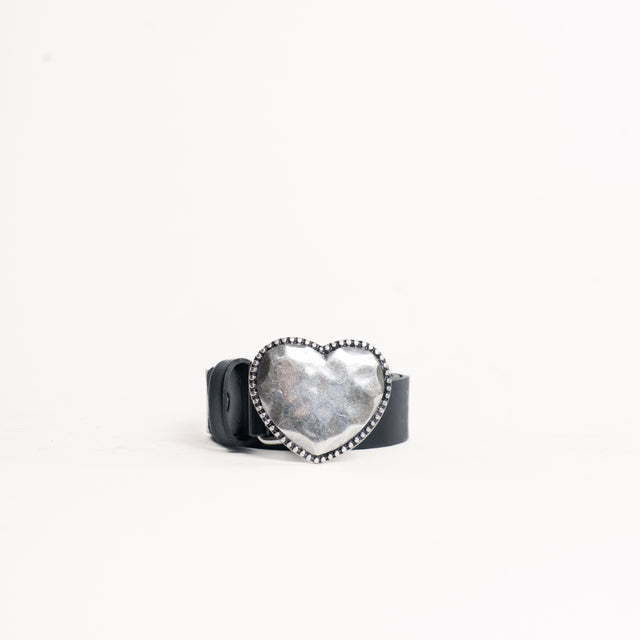 Vicolo-Cintura in pelle fibbia cuore - nero