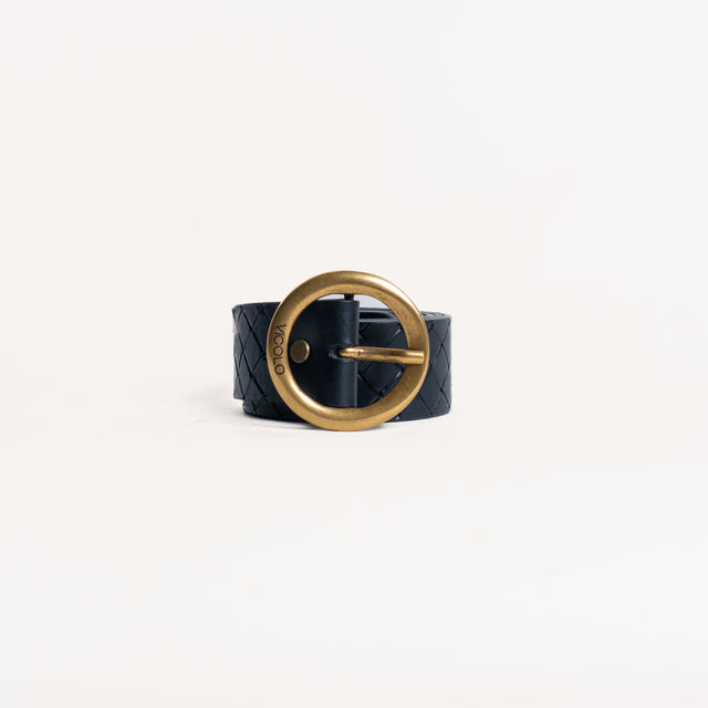 Vicolo-Cintura in pelle fibbia anello - nero