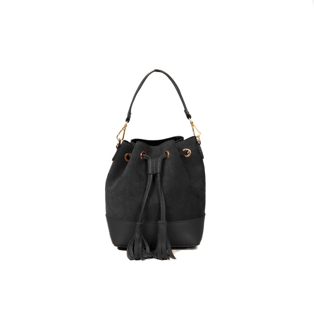 Bolso cubo con borlas W by Whitemood - negro