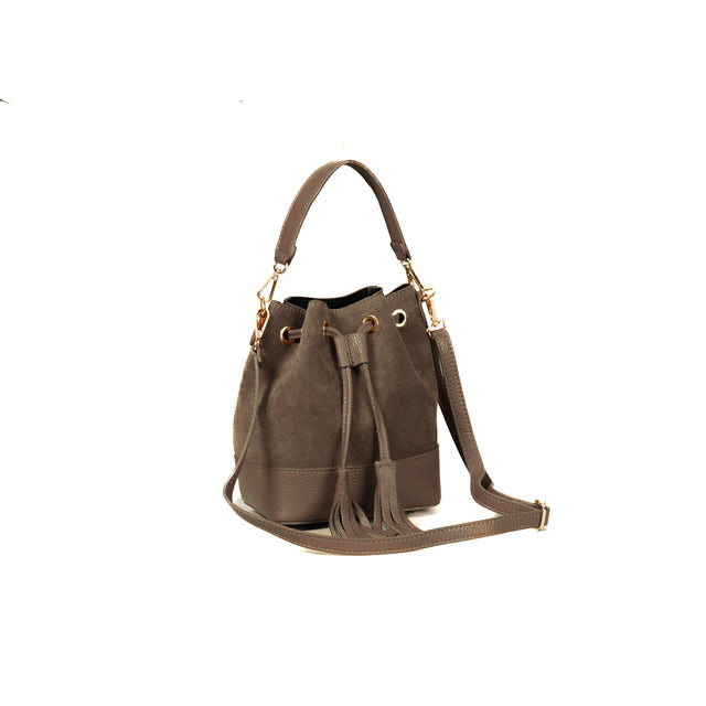 Bolso cubo con borlas de W by Whitemood - color topo