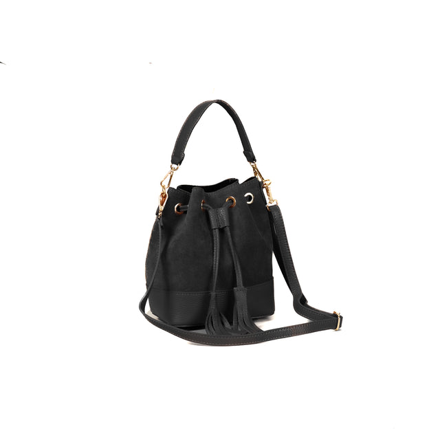 Bolso cubo con borlas W by Whitemood - negro