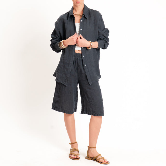 Zeroassoluto-Camicia 100% lino premium washed - piombo
