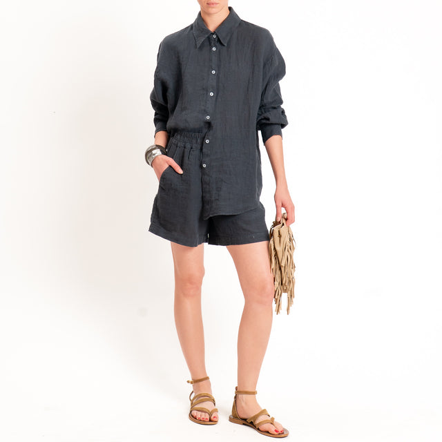 Zeroassoluto-Camicia 100% lino premium washed - piombo