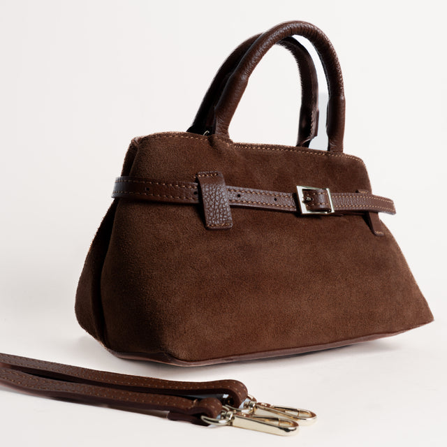 W by whitemood- Borsa a mano scamosciata - moro