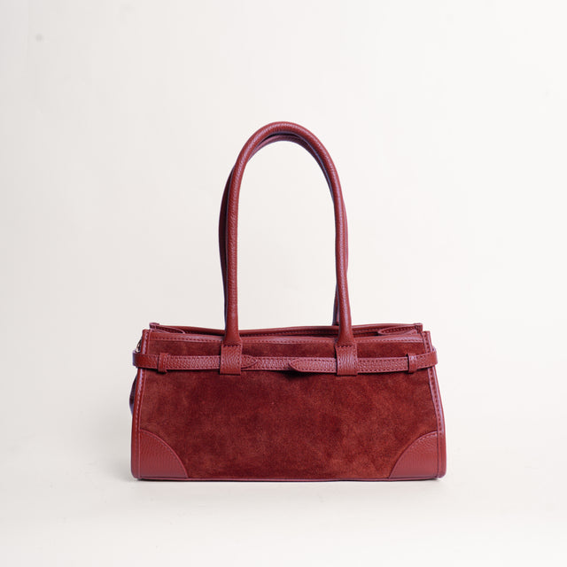 W by whitemood- Borsa a spalla soft baguette scamosciata - vino