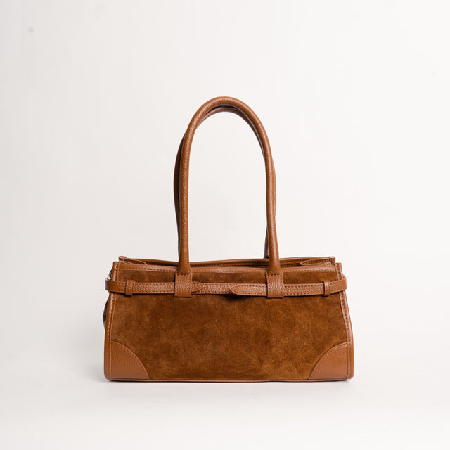 W by whitemood- Borsa a spalla soft baguette scamosciata - cuoio