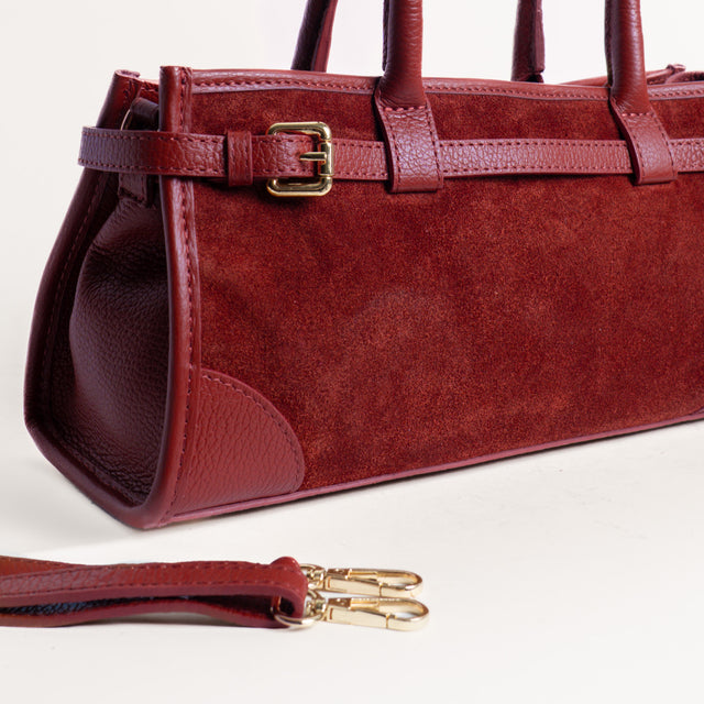 W by whitemood- Borsa a spalla soft baguette scamosciata - vino