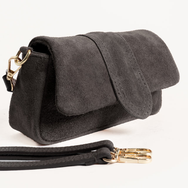 W by whitemood- Mini bag in pelle scamosciata - piombo