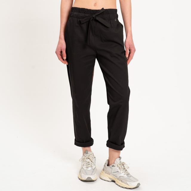 Souvenir-Pantalone popeline elastico in vita - nero