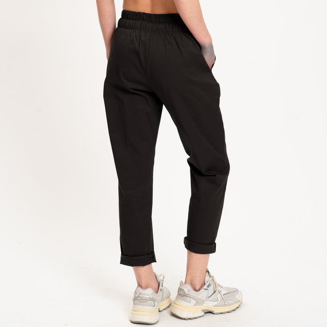 Souvenir-Pantalone popeline elastico in vita - nero