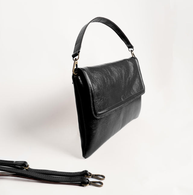 Zeroassoluto-Pochette genuine leather high quality VINTAGE LOOK - nero
