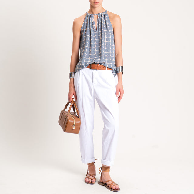 Zeroassoluto-Top CRIS fantasia - geometrica jeans/beige