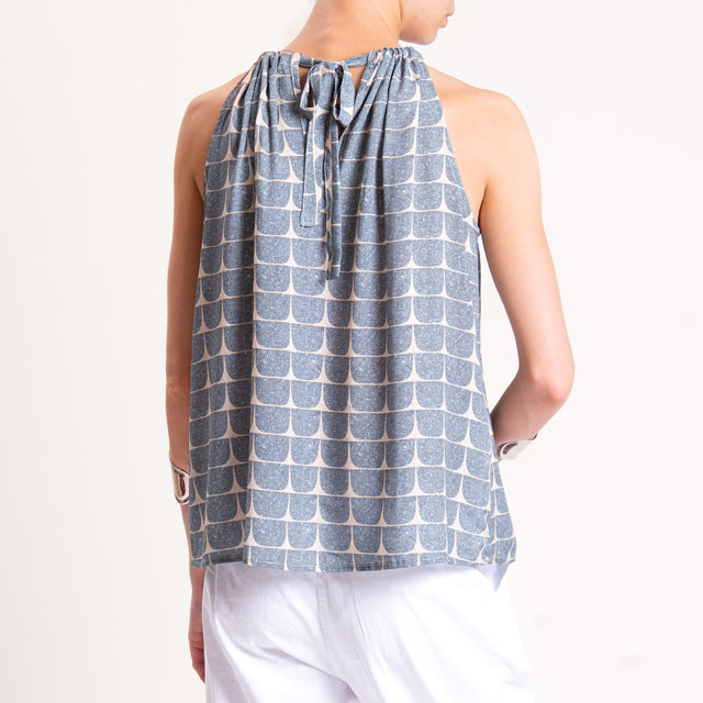 Zeroassoluto-Top CRIS fantasia - geometrica jeans/beige