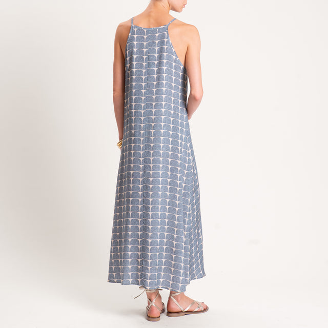 Zeroassoluto-Abito ALMA vogatore fantasia - geometrica jeans/beige